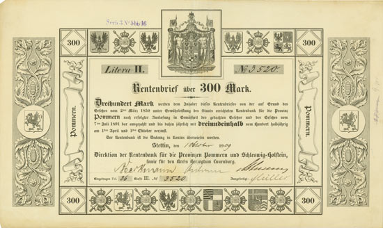 Rentenbank für die Provinzen Pommern und Schleswig-Holstein, sowie für den Kreis Herzogtum Lauenburg