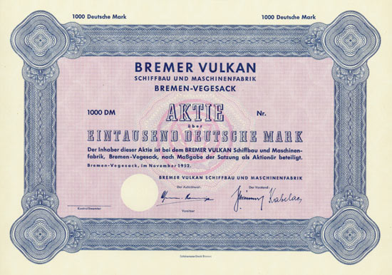 Bremer Vulkan AG Schiffbau und Maschinenfabrik 