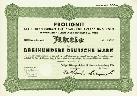 Prolignit Aktiengesellschaft für Braunkohleveredlung Köln