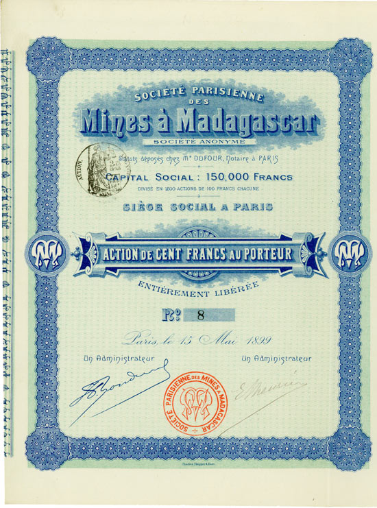 Société Parisienne des Mines à Madagascar Société Anonyme