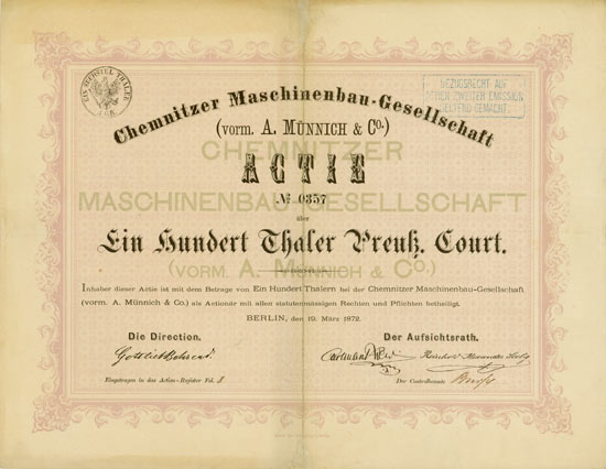 Chemnitzer Maschinenbau-Gesellschaft (vorm. A. Münnich & Co.)
