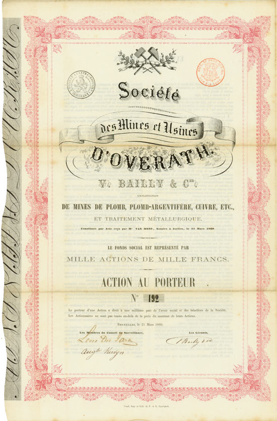 Société des Mines et Usines d'Overath V. Bailly & Cie.