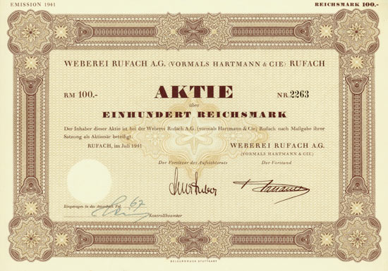 Weberei Rufach AG (vorm. Hartmann & Cie.)