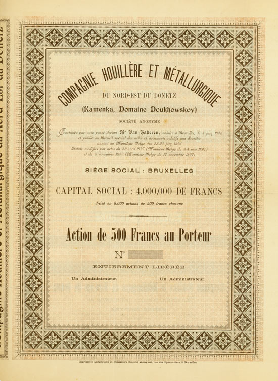 Compagnie Houillére et Métallurgique du Nord-Est Du Donetz (KAMENKA, domaine Doukhowkoy) [2 Stück]