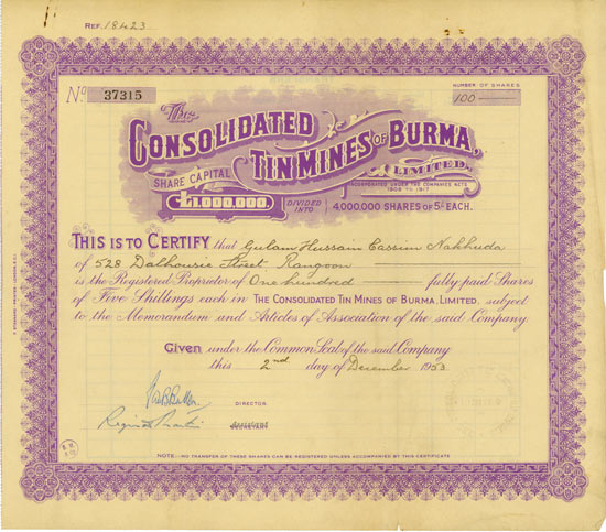 Consolidated Tin Mines of Burma, Limited