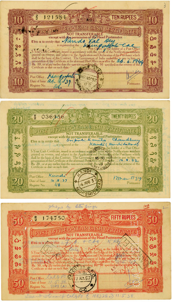 Post Office 5-Year Cash Certificate 1936 issue [6 Stück]