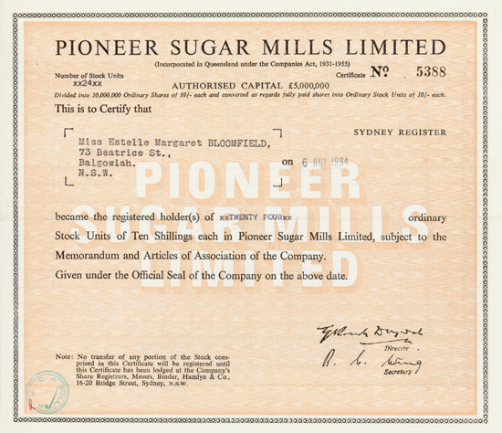 Pioneer Sugar Mills Limited