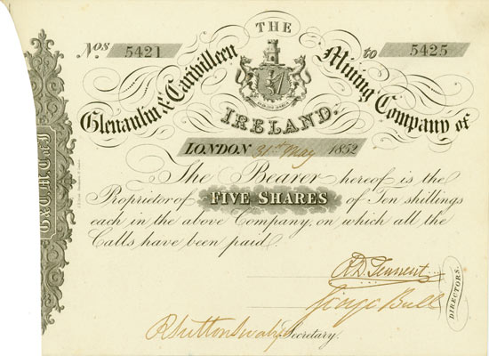 Glenaulin & Carivilleen Mining Company of Ireland [2 Stück]