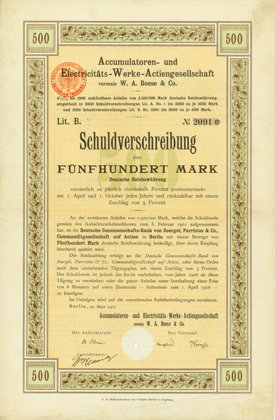 Accumulatoren- und Electrizitäts-Werke-Actiengesellschaft vorm. W. A. Boese & Co., Berlin