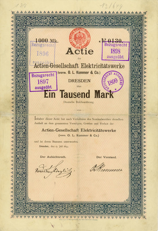 Actien-Gesellschaft Elektricitätswerke (vorm. O. L. Kummer & Co.)