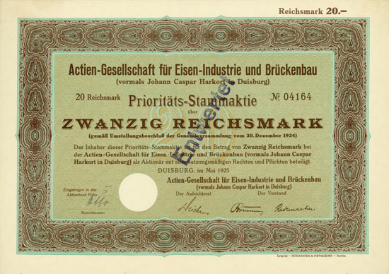 Actien-Gesellschaft für Eisen-Industrie und Brückenbau (vormals Johann Caspar Harkort in Duisburg)