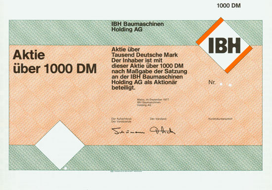 IBH Baumaschinen Holding AG