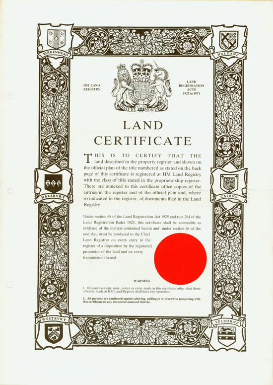 Land Certificate [50 Stück]