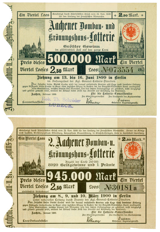 Aachener Dombau- und Krönungshaus-Lotterie [2 Stück]