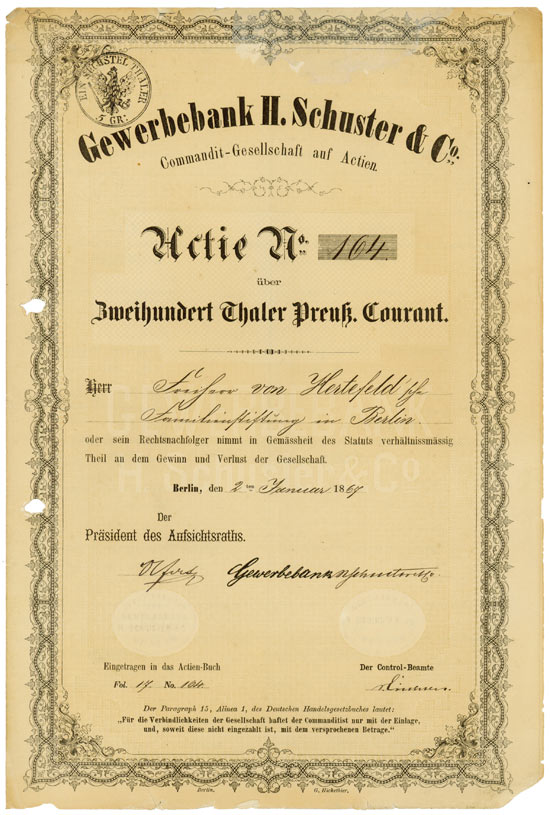 Gewerbebank H. Schuster & Co. Commandit-Gesellschaft auf Actien