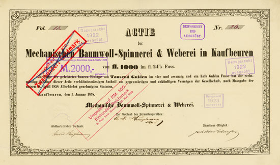 Mechanische Baumwoll-Spinnerei & Weberei Kaufbeuren