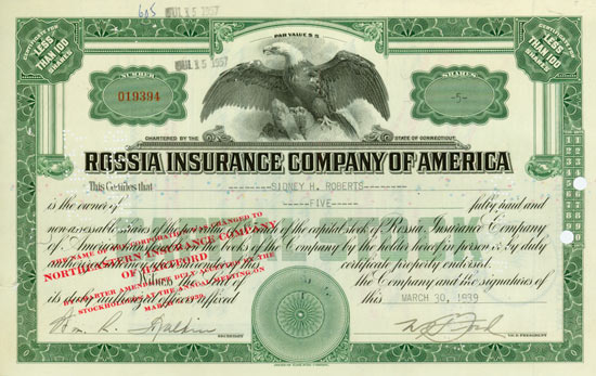 Rossia Insurance Company of America [2 Stück]