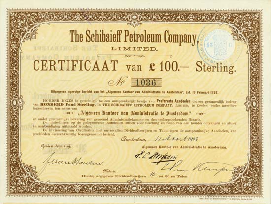 Schibaieff Petroleum Company, Limited [2 Stück]