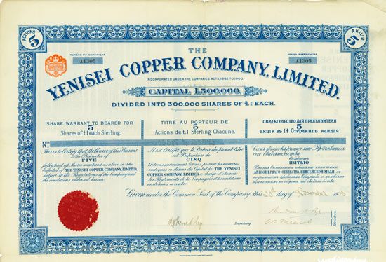 Yenisei Copper Company, Limited