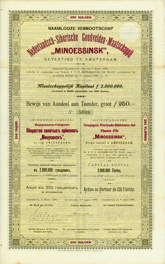 Nederlandsch-Siberische Goudvelden-Maatschappij “Minoessinsk”