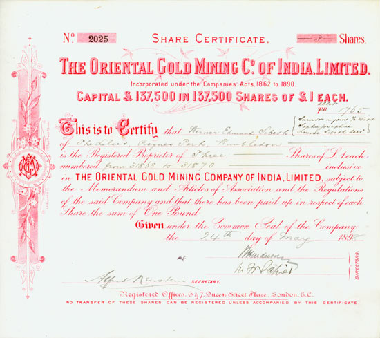 Oriental Gold Mining Go. of India, Limited