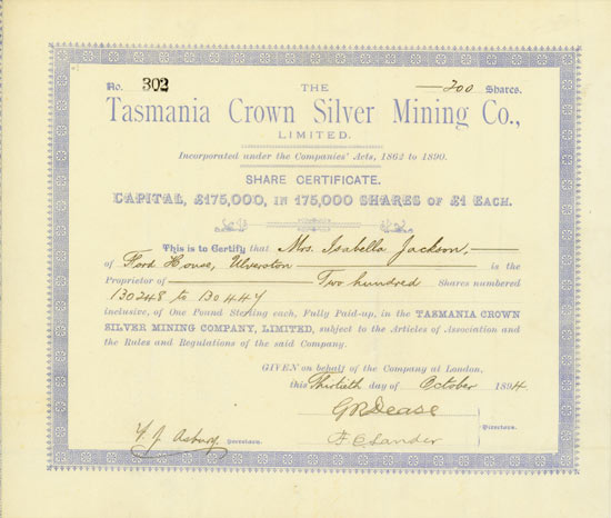 Tasmania Crown Silver Mining Co., Limited