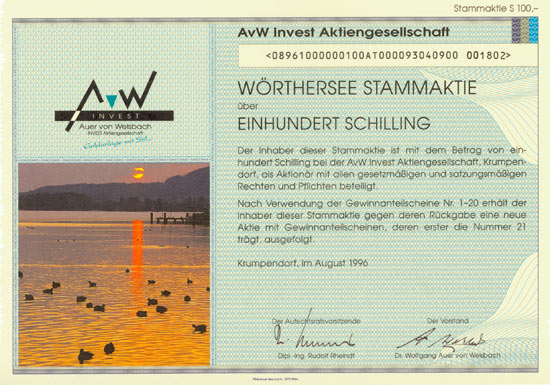 Auer von Welsbach Invest AG / Wörthsee Stammaktie