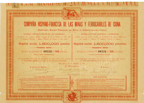 Compañia Hispano-Francesa de las Minas y Ferrocarriles de Isona (Compagnie Hispano-Franciase des Mines et Chemins de Fer d'Isona)