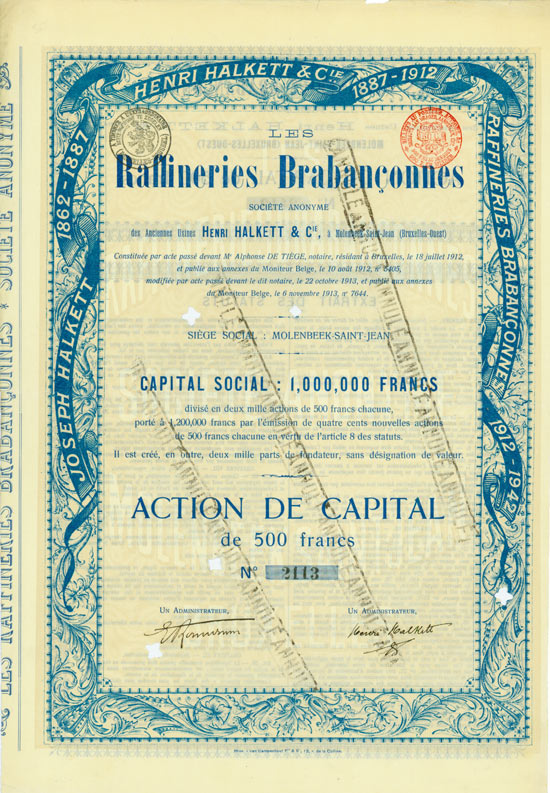 Les Raffineries Brabançonnes Société Anonyme des Anciennes Usines Henri Halkett & Cie.