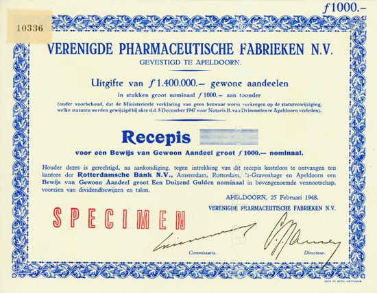 Verenidge Pharmaceutische Fabrieken N. V.
