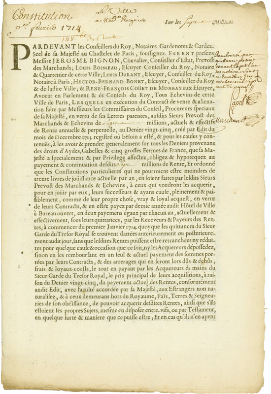 Rente Viagére - Edit de Decembre 1713
