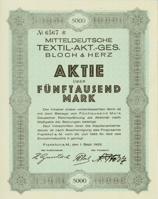 Mitteldeutsche Textil-AG Bloch & Herz