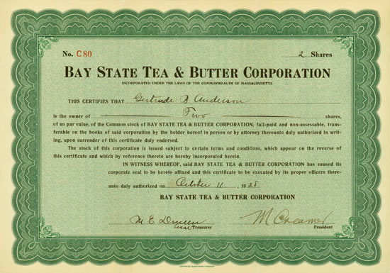 Bay State Tea & Butter Corporation