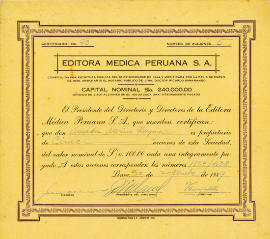 Editora Medica Peruana S. A.
