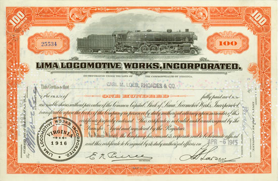 Lima Locomotive Works, Incorporated