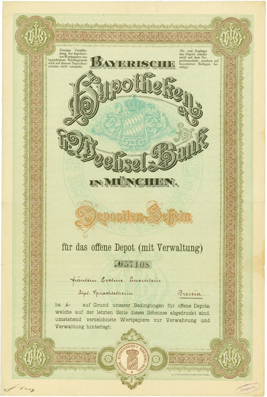 Bayerische Hypotheken-und Wechsel-Bank [2 Stück]