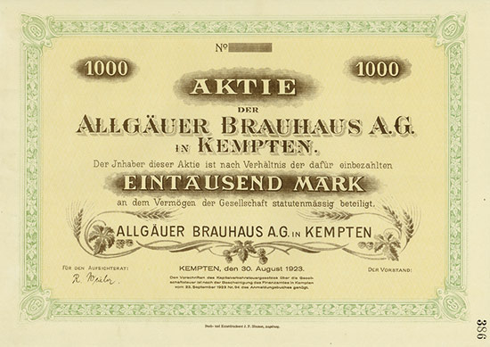 Allgäuer Brauhaus A.G. in Kempten