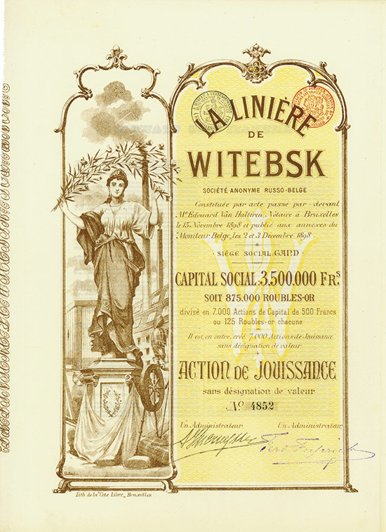 La Liniére de Witebsk Société Anonyme Russo-Belge [2 Stück]