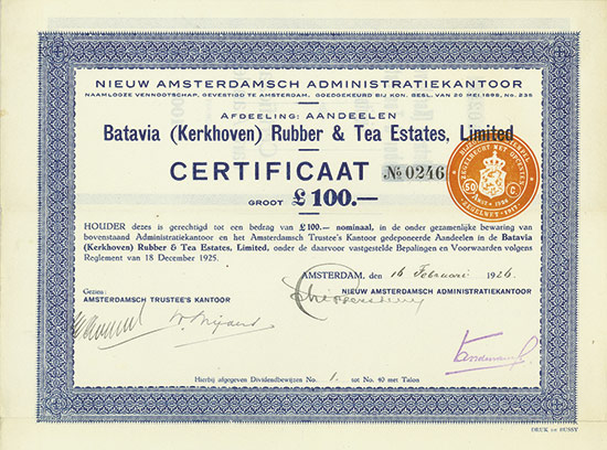 Batavia (Kerkhoven) Rubber & Tea Estates, Limited
