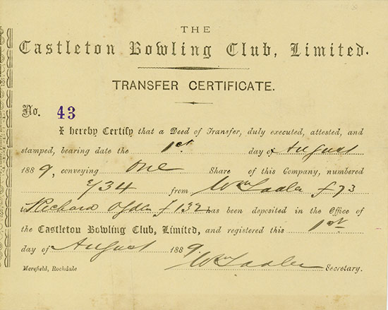 Castleton Bowling Club, Limited