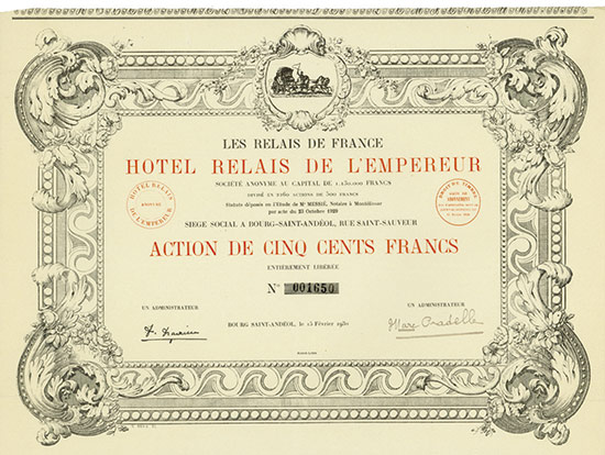 Les Relais de France Hotel Relais de l'Emprereur Société Anonyme