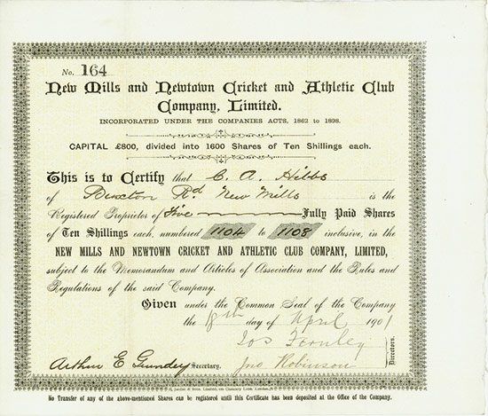 New Mills and Newtown Cricket and Athletic Club Company, Limited