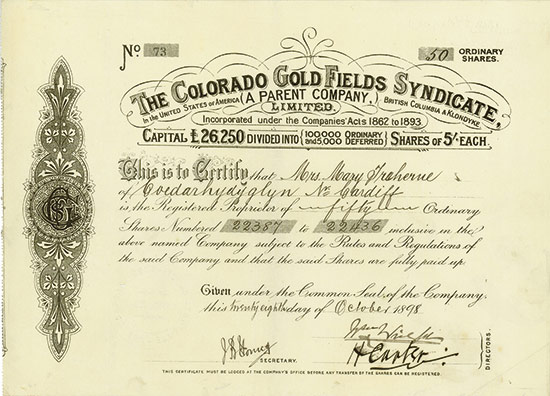 Colorado Gold Fields Syndicate, Limited