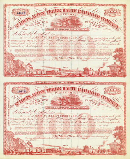 St. Louis, Alton and Terre Haute Railroad Company [6 Stück]