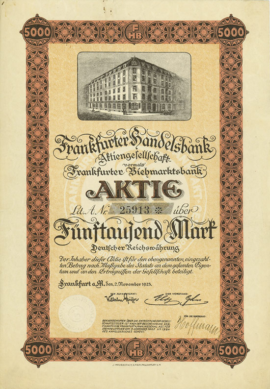 Frankfurter Handelsbank Aktiengesellschaft vormals Frankfurter Viehmarktsbank