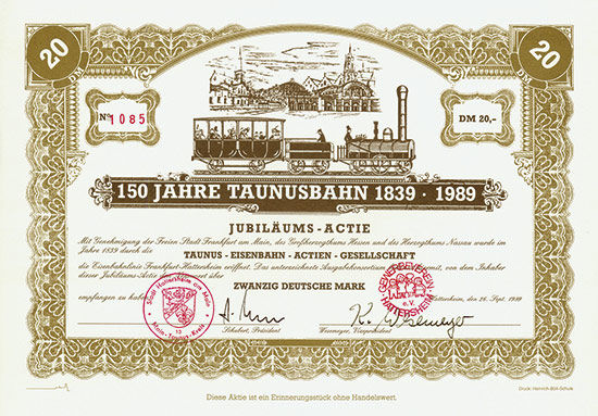 Gewerbeverein Hattersheim e. V. - 150 Jahre Taunusbahn 1839-1989
