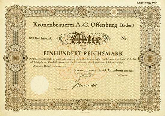 Kronenbrauerei A.-G. Offenburg (Baden)