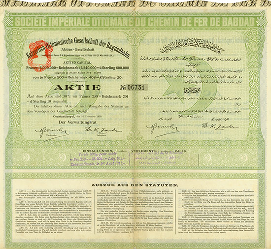 Kaiserlich Ottomanische Gesellschaft der Bagdadbahn / Imperial Ottoman Loan of the Bagdad Railway