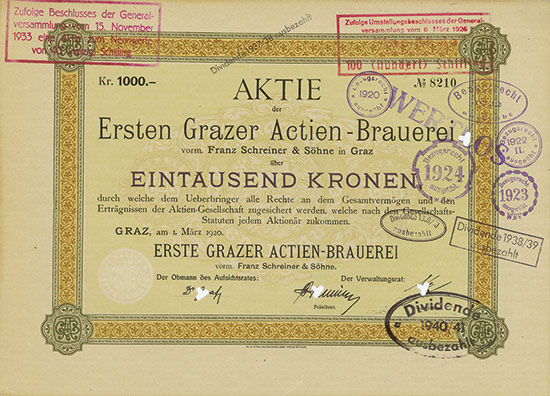 Erste Grazer Actien-Brauerei vorm. Franz Schreiner & Söhne