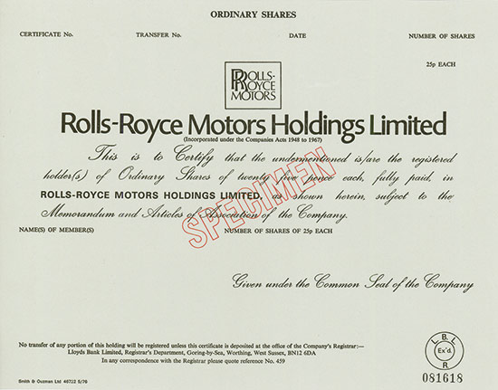 Rolls-Royce Motors Holdings Limited